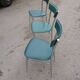 3 chaises chromé et cuir vert