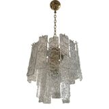 Contemporary Murano Glass "Hammer Listello" Chandelier With Gold Metal Frame