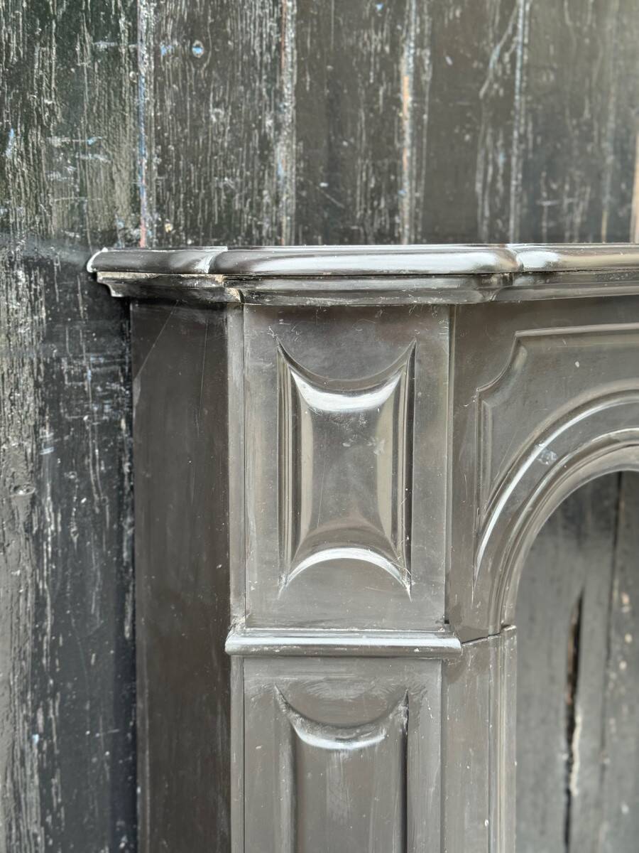 Louis XV style fireplace in black Belgian marble, circa 1880