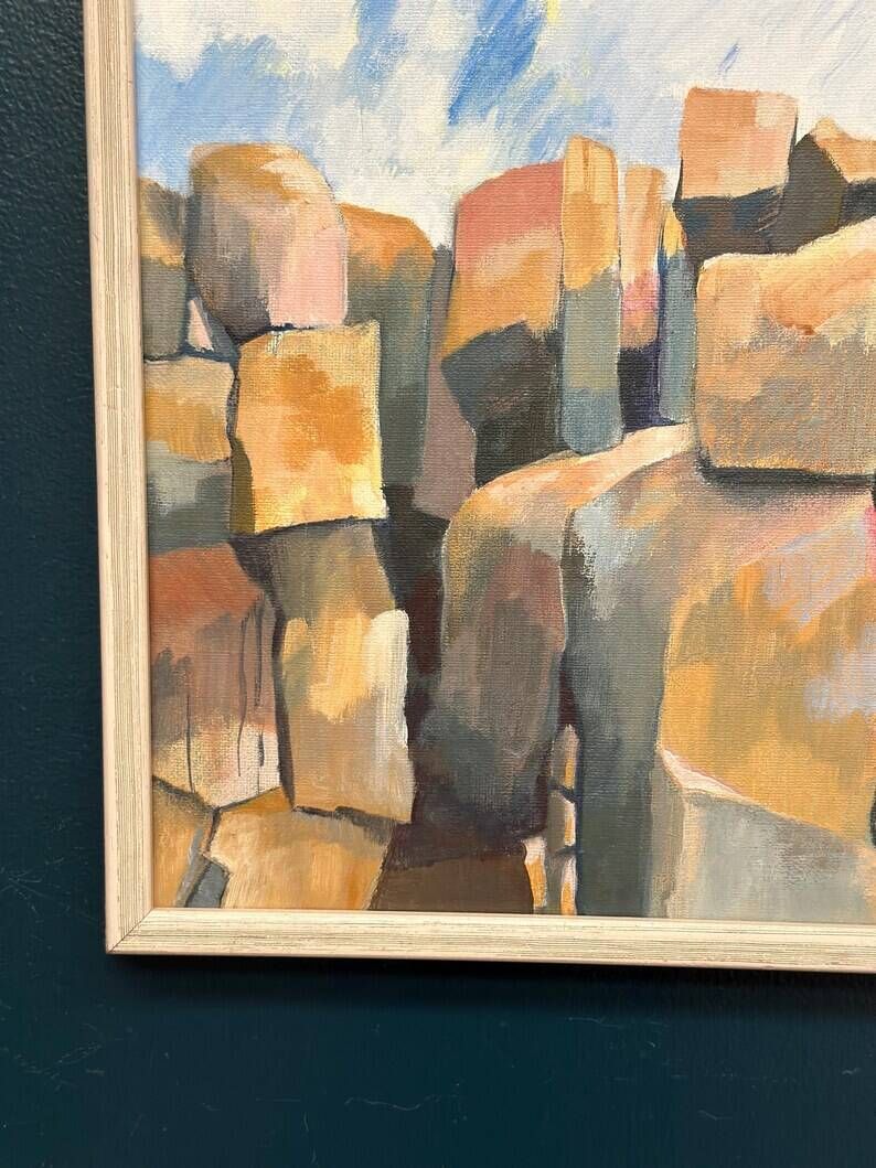 Original Swedish Oil on Canvas – "Landscape" by Eva S. – Signed – Vintage & Framed – 52 × 34 cm (20.5" × 13.4")