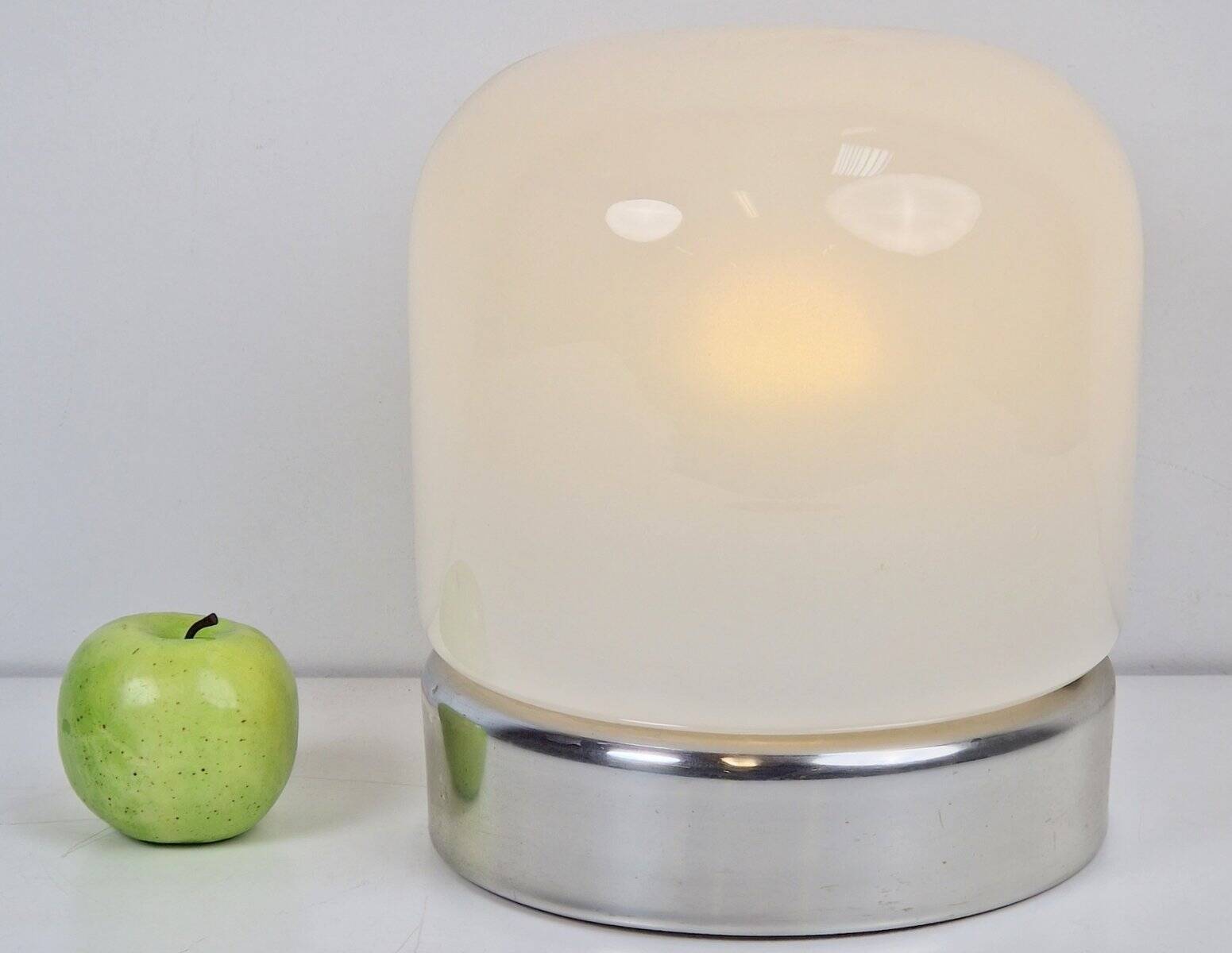 Mid-Century Table Lamp in Frosted Glass and Aluminium from Doria Leuchten, 1960s