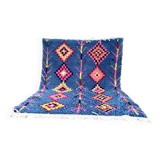 Berber rug 3x2M Thick wool deep blue & multicoloured Berber patterns