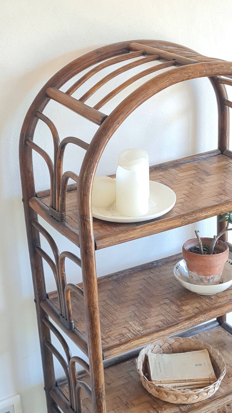 Vintage rattan library from the 70s