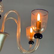 Venetian chandelier in gold and dark blue Murano glass, 5 light arms, circa 1960