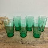 6 vintage emerald green glasses