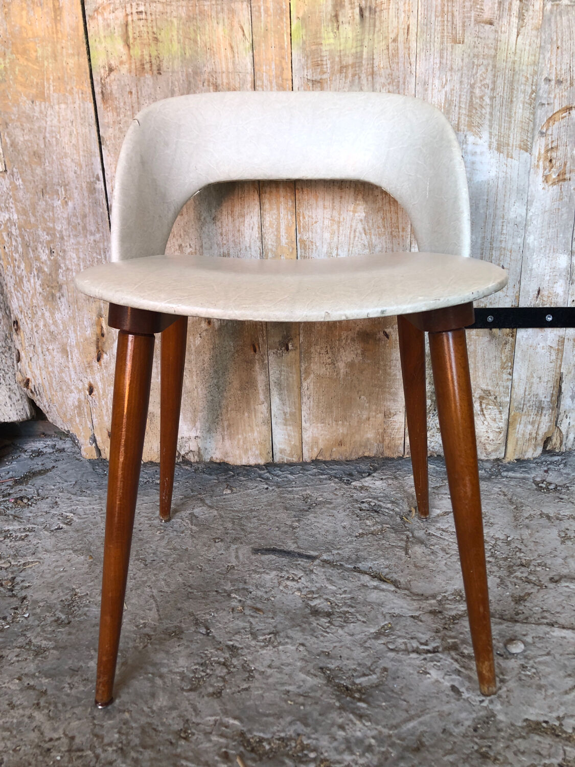 Scandinavian armchair skai white compass wooden vintage