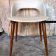 Scandinavian armchair skai white compass wooden vintage