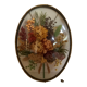 Ancien cadre verre bombé fleurs séchées naturelles