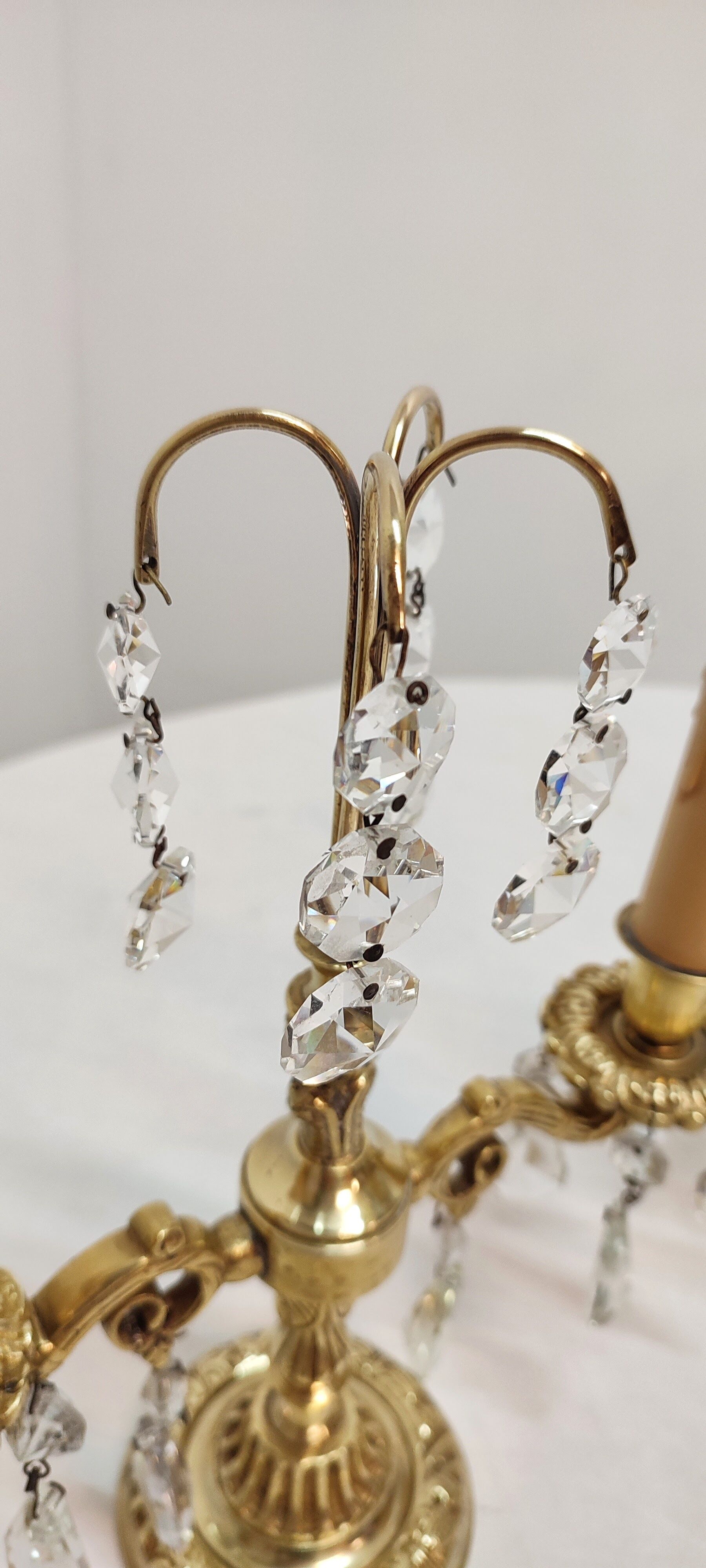 Classic bronze and crystal sconces. France 1950s.