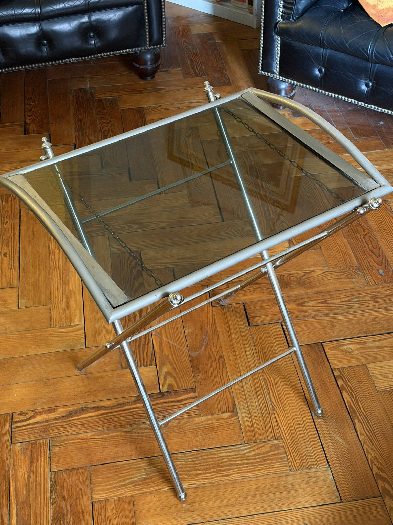 Nickel-plated metal dessert trolley