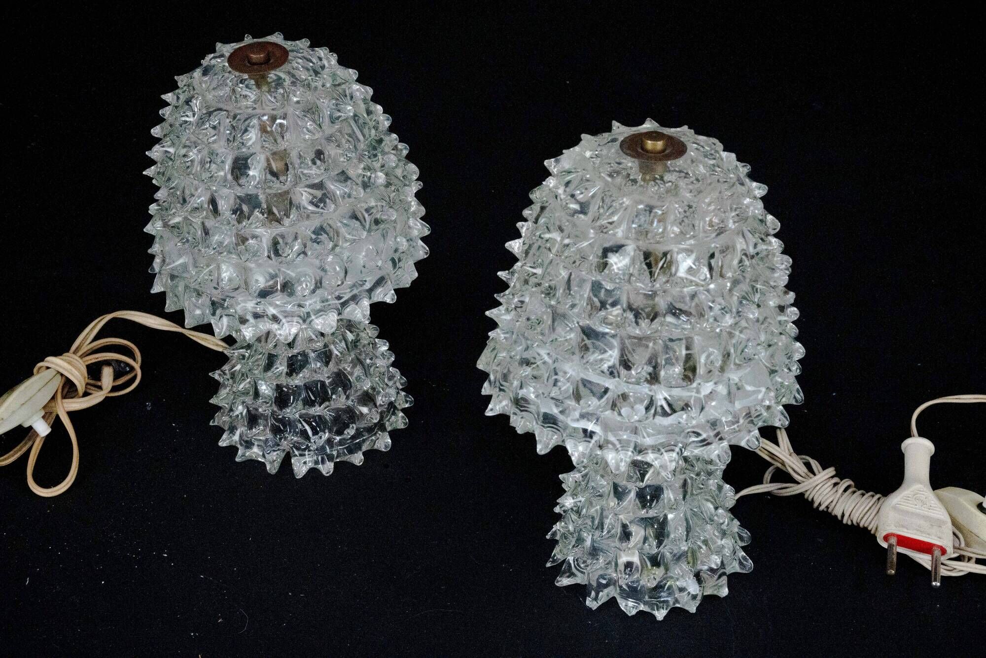 Pair of Italian Murano “Rostrato” Glass Table Lamps by Ercole Barovier, 194