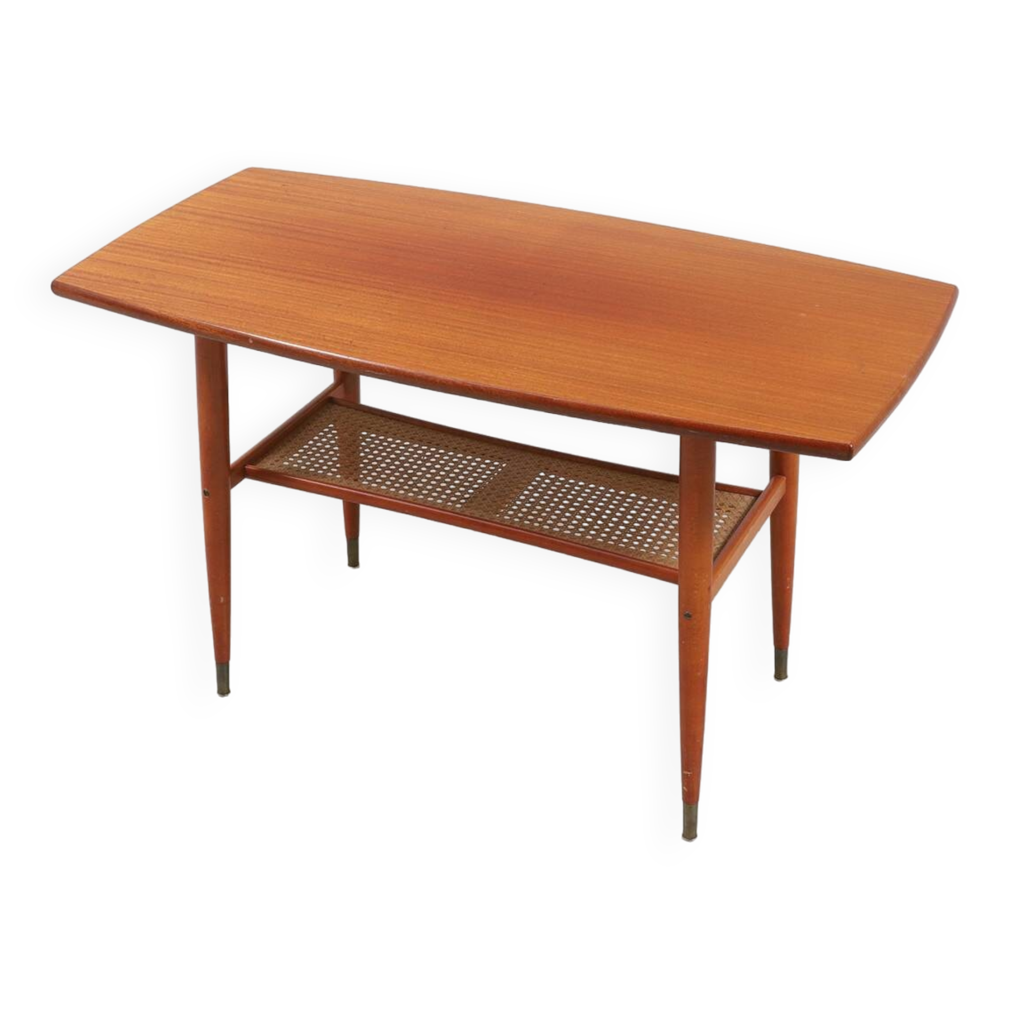 Vintage teak coffee table with double caned top 1960 Denmark