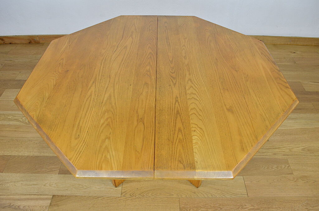Table de repas en orme vintage Maison Regain, 1980