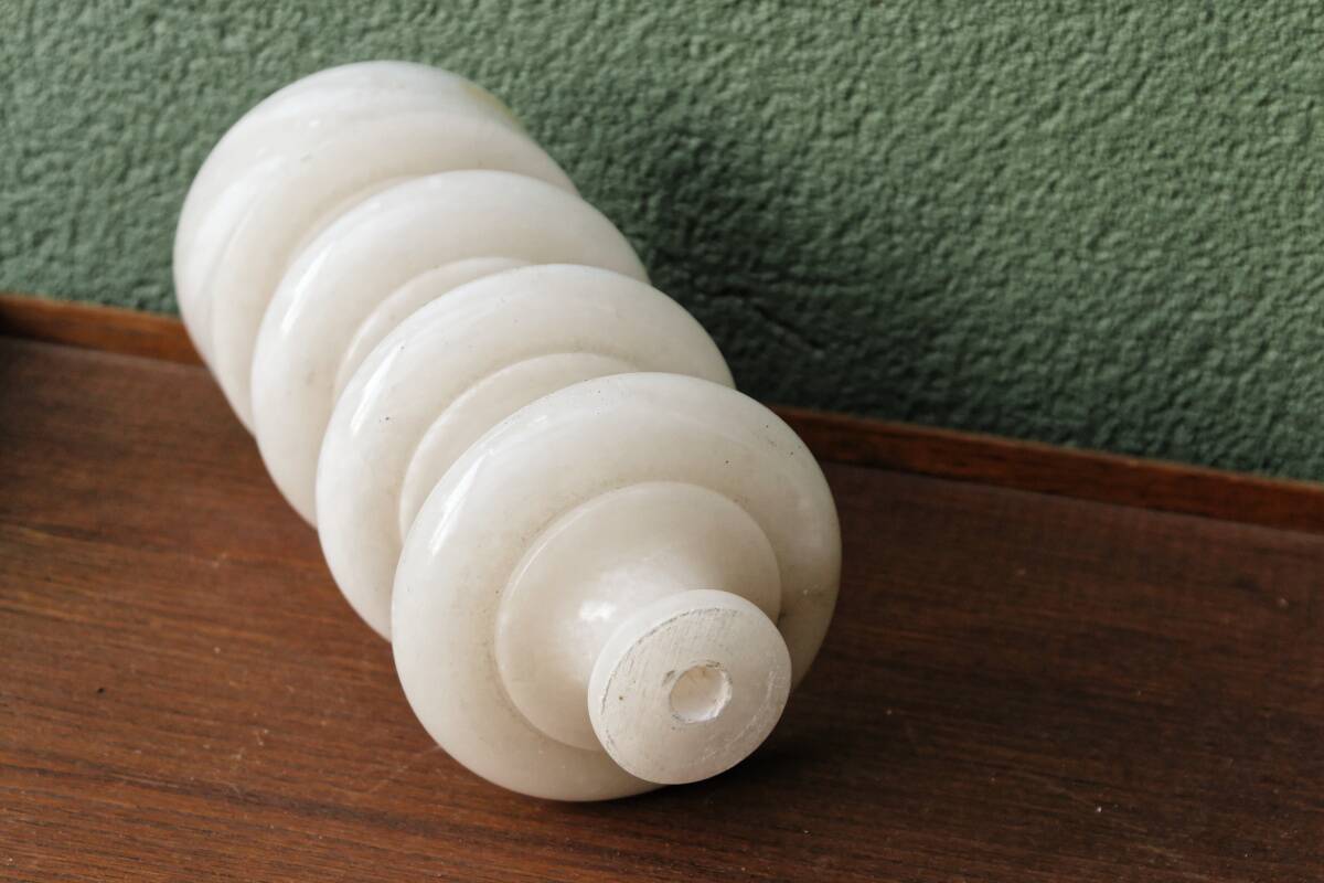 70s designer lamp base, twisted white marble