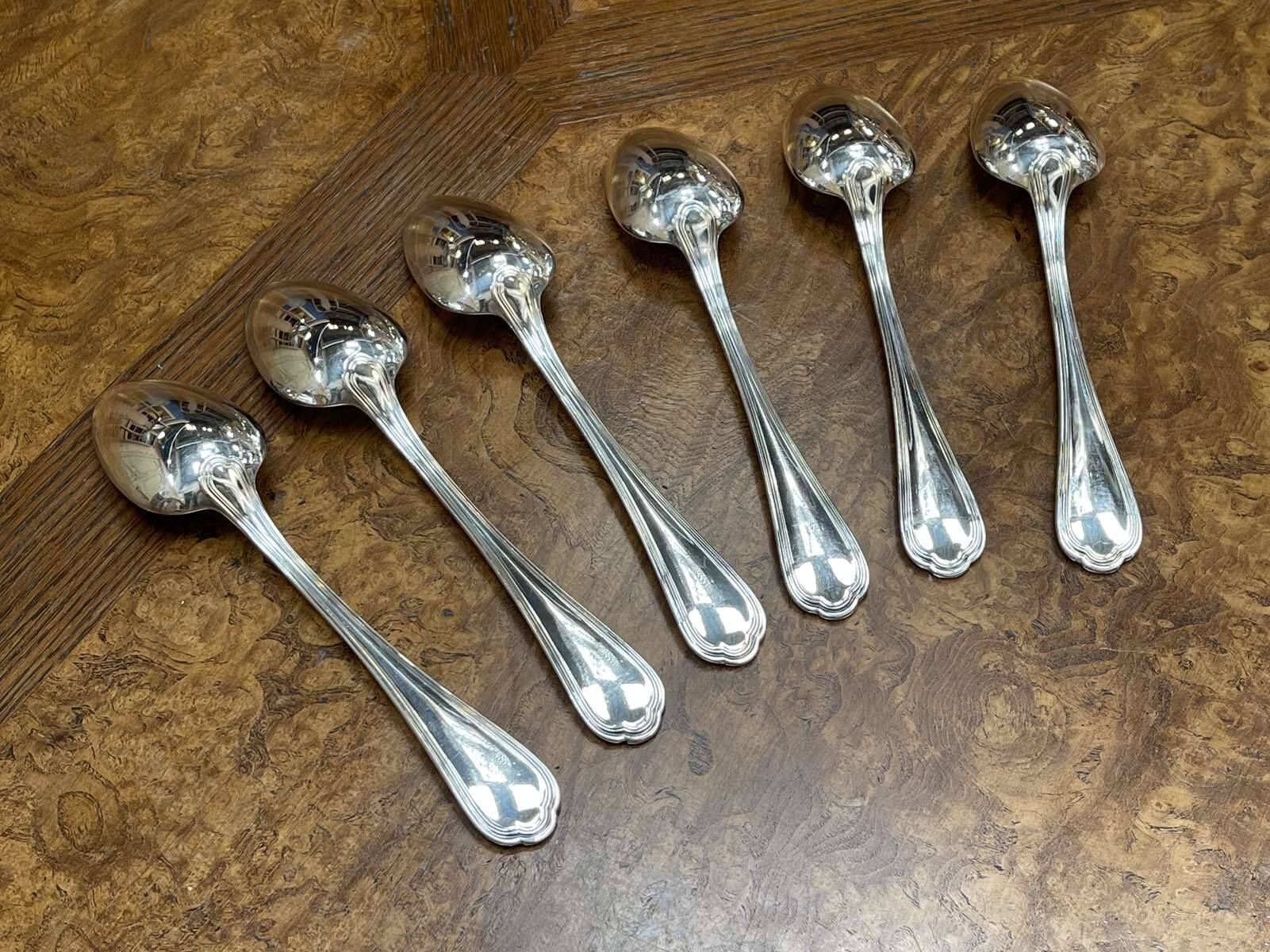 Set of 6 large silver-plated metal spoons, christofle spartours model