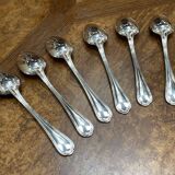 Set of 6 large silver-plated metal spoons, christofle spartours model