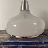 Vintage pendant light in white and silver opaline