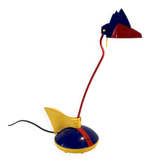 Blue and red toucan desk lamp by Brilliant Leuchten Germany, 1980.