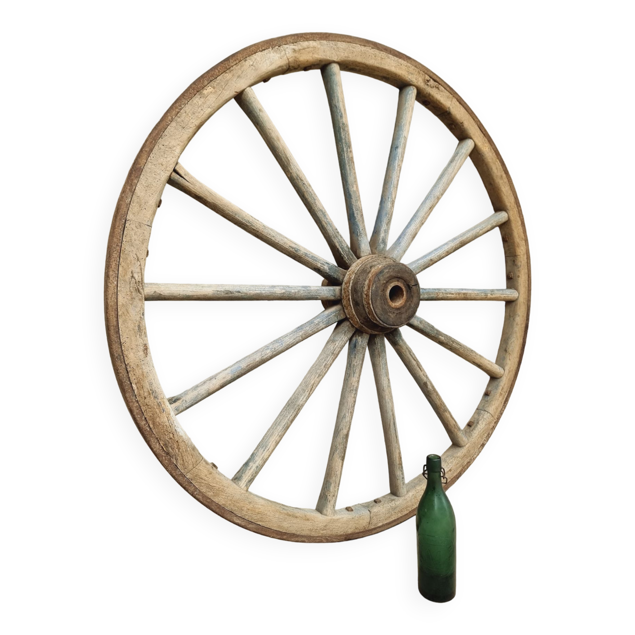 Antique cart wheel wagon wheel XXL oak wood 126 cm