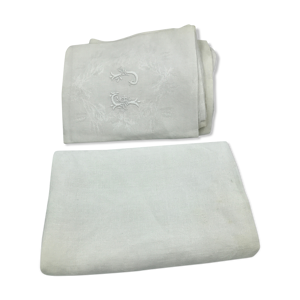 Nappe blanche brodé - ancienne