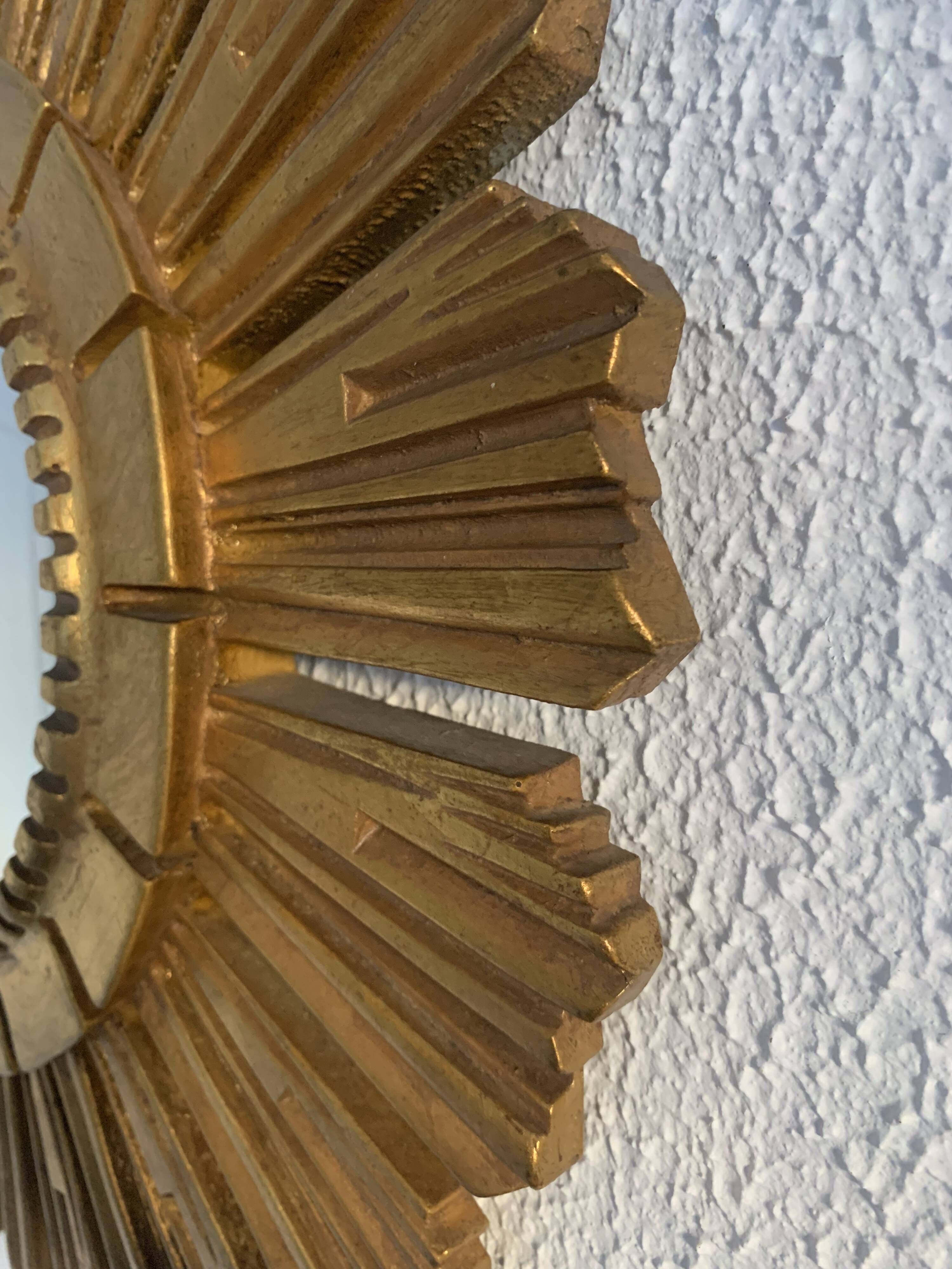 Vintage 1960s witch's eye sun mirror gold Venezia - 40 cm