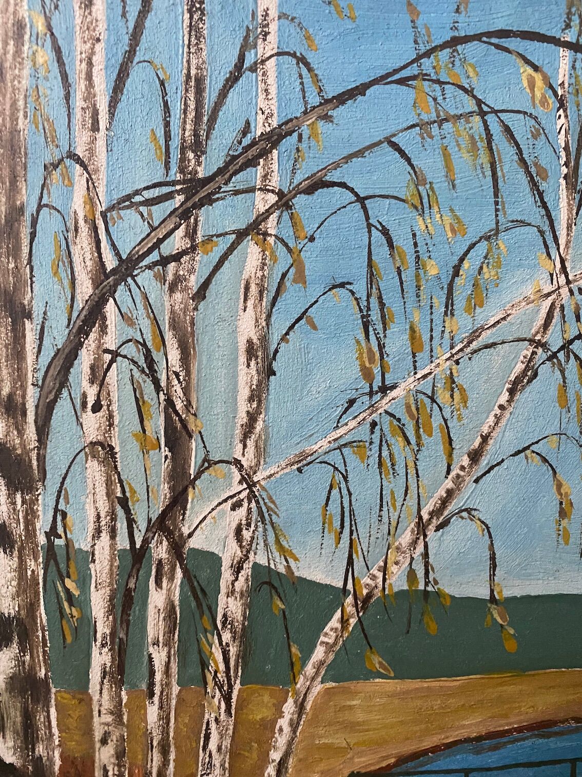 Mid Century Vintage Framed Oil Painting - By the Lake