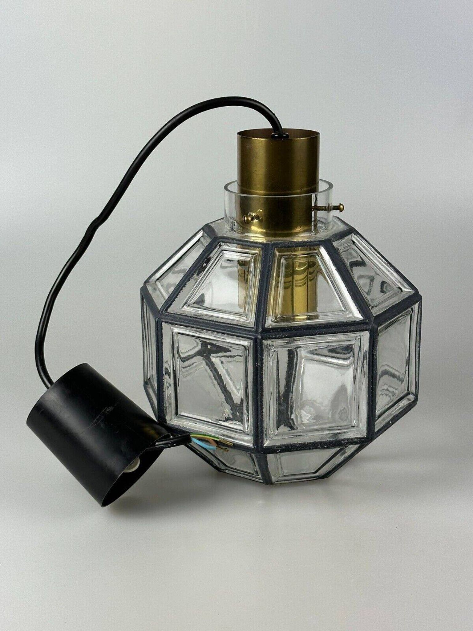 60s 70s hanging lamp by Limburg Leuchten Germany glass brass Space Age