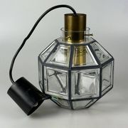 60s 70s hanging lamp by Limburg Leuchten Germany glass brass Space Age
