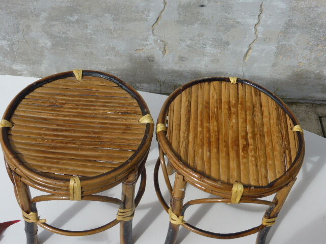 Set of two plant holders in bamboo and wicker