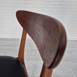 1960s, set of 4 Danish dining chairs by Farstrup, bent teak wood, reupholstered.