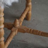 High oak stool, reupholstered in lambswool, Danish cabinetmaker, 1950s.
