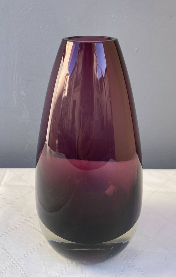 Vase en verre Riihimäen Lasi, Finland années 60