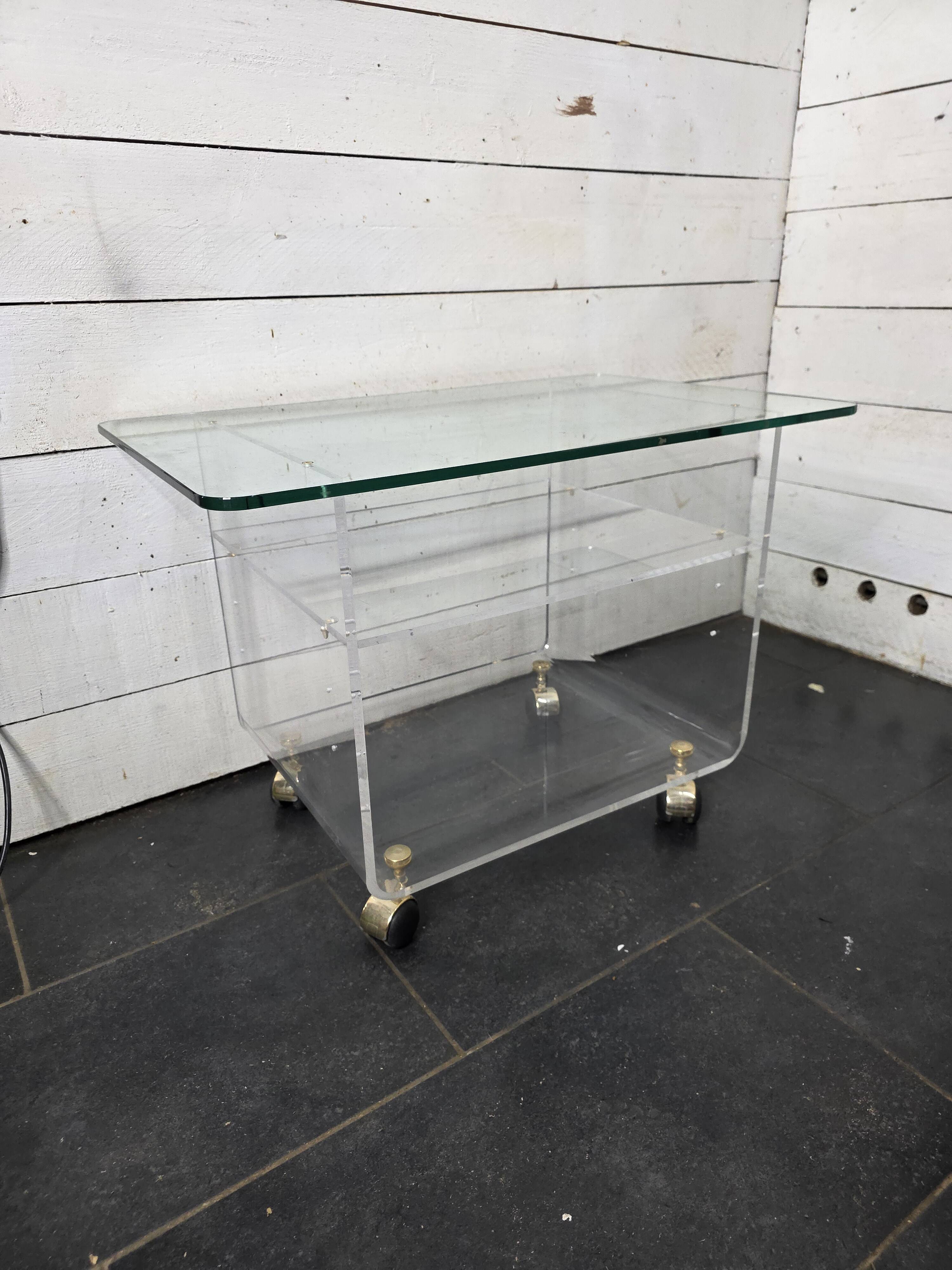 Vintage Plexiglas and Glass Coffee Table by David Lange 1970s