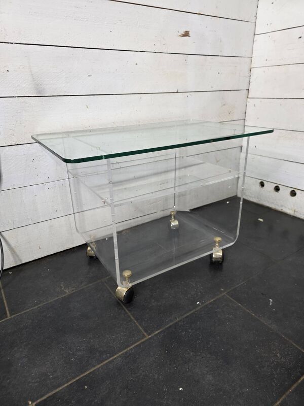 Table Basse Vintage en Plexiglas et Verre par David Lange Années 70