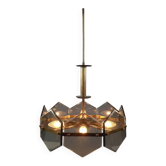 Lustre design Gino Paroldo Fontana Arte brass smoked glass modernist 1960