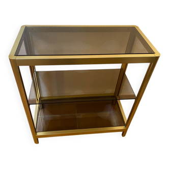 Console de style Regency, en métal doré et verres fumés