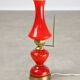 Mid-century Italian Red Glass and Brass Table / Wall Lamp