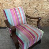 Ancien fauteuil bois accoudoirs courbés