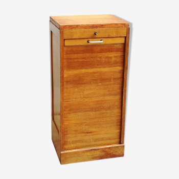 Classeur à rideau meuble de métier vintage en bois 1950