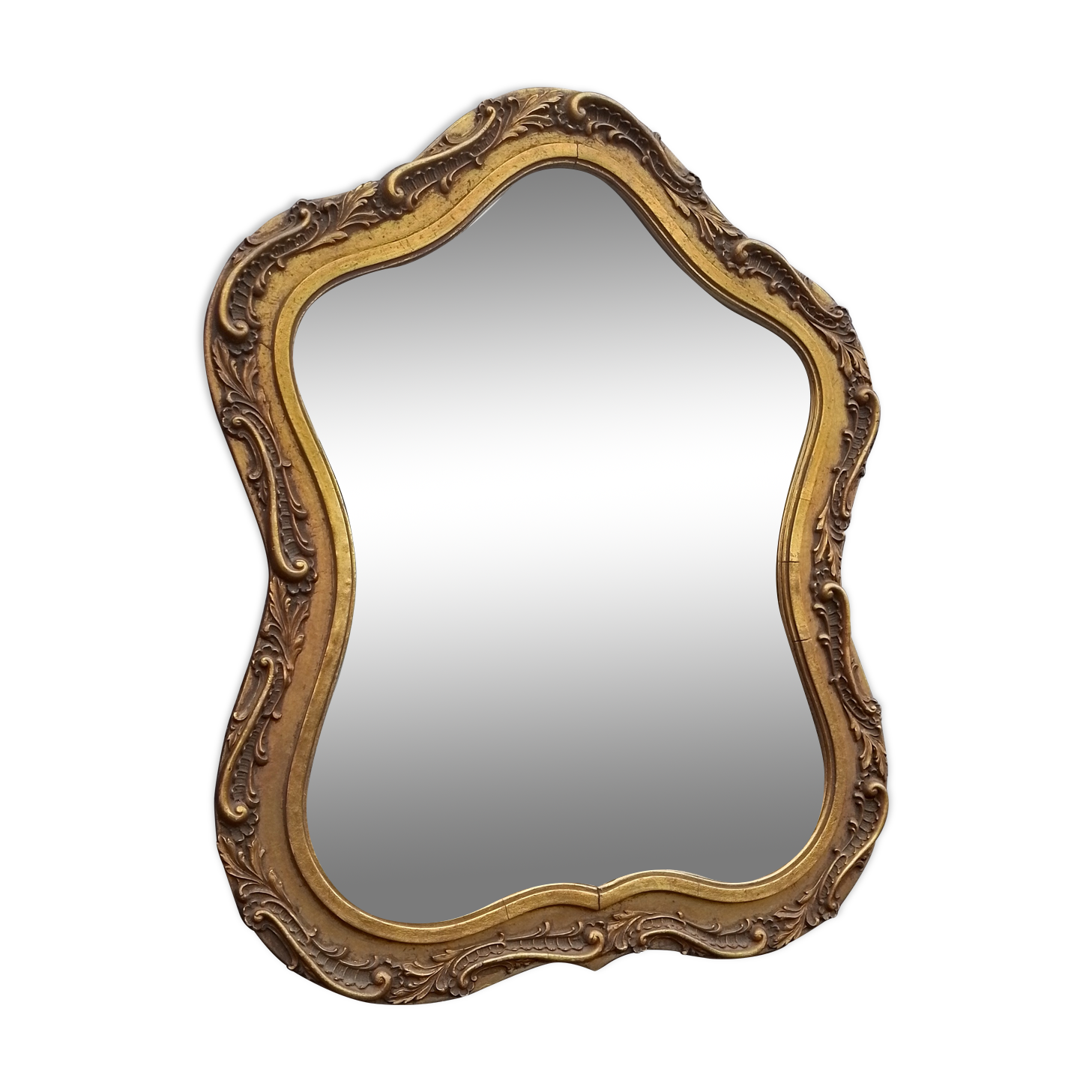Mirror gilded and carved wood 50' vintage 35x55cm