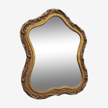 Miroir bois doré et sculpté 50' vintage 35x55cm