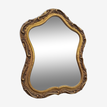 Mirror gilded and carved wood 50' vintage 35x55cm