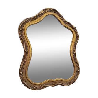 Miroir bois doré et sculpté 50' vintage 35x55cm