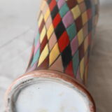 Italian ceramic vase with harlequin decor from the 50s