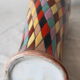 Italian ceramic vase with harlequin decor from the 50s