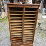Antique double curtain cabinet in oak (internal drawers)