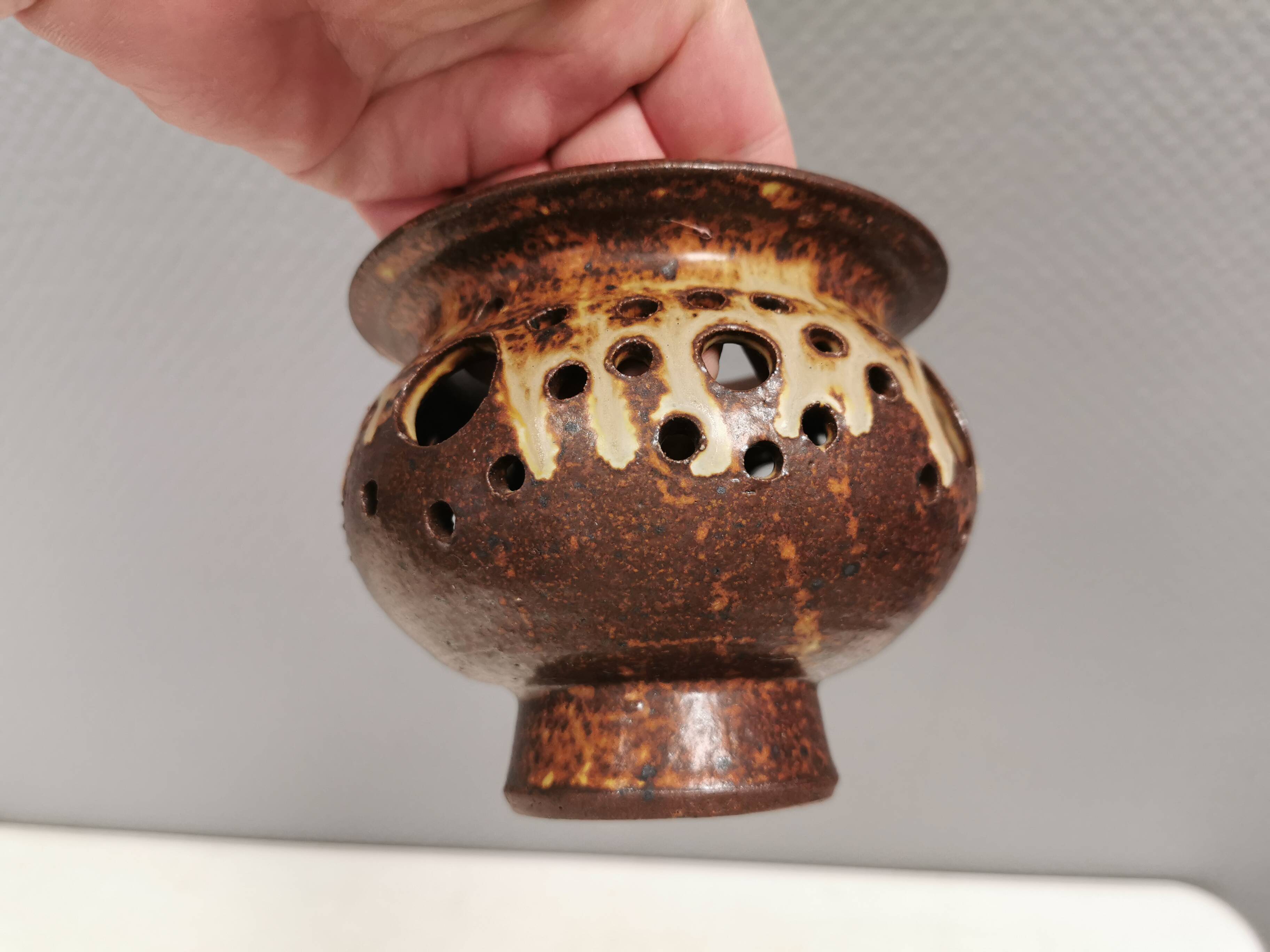 Support de bougie en céramique, danois des années 1970-80, pour bougies chauffe-plat.