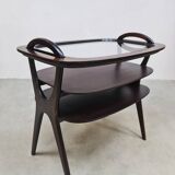 Table d'appoint vintage du milieu du siècle avec plateau de service Hans Olsen années 1950