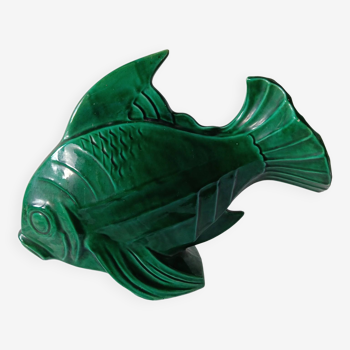 Green ceramic fish signed lejan