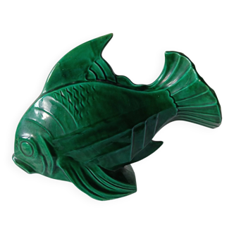 Green ceramic fish signed lejan